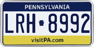 PA license plate LRH8992