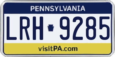 PA license plate LRH9285