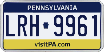 PA license plate LRH9961