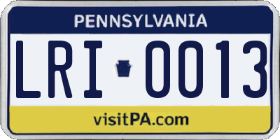 PA license plate LRI0013