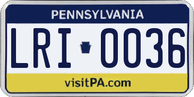 PA license plate LRI0036