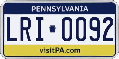 PA license plate LRI0092