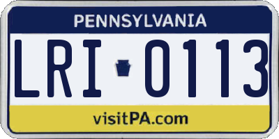 PA license plate LRI0113