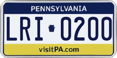 PA license plate LRI0200