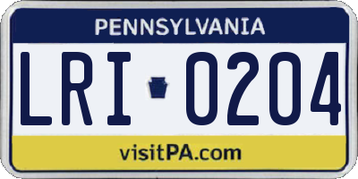 PA license plate LRI0204