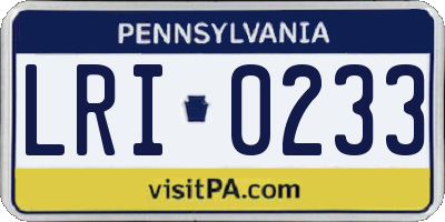 PA license plate LRI0233