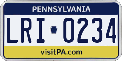 PA license plate LRI0234