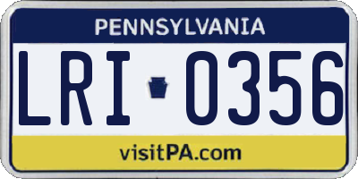 PA license plate LRI0356