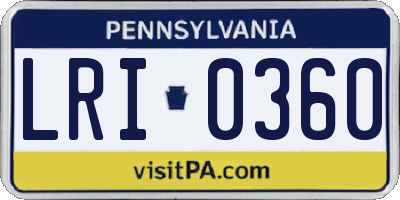PA license plate LRI0360