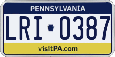 PA license plate LRI0387