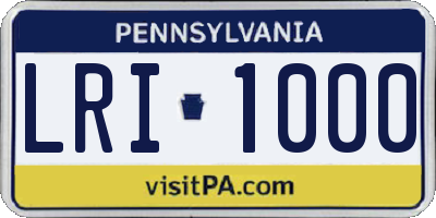 PA license plate LRI1000