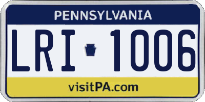 PA license plate LRI1006