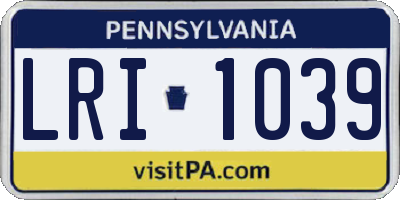 PA license plate LRI1039