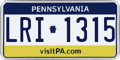 PA license plate LRI1315