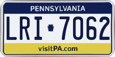 PA license plate LRI7062