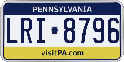 PA license plate LRI8796