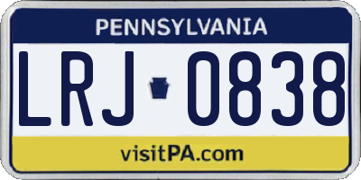 PA license plate LRJ0838