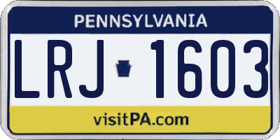 PA license plate LRJ1603