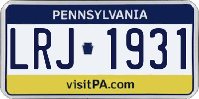 PA license plate LRJ1931