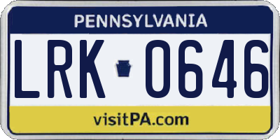 PA license plate LRK0646