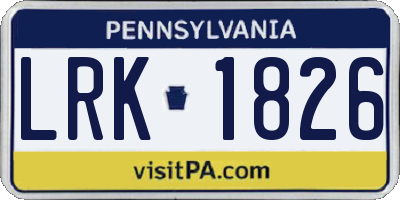 PA license plate LRK1826
