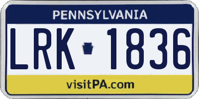 PA license plate LRK1836