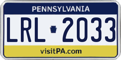 PA license plate LRL2033