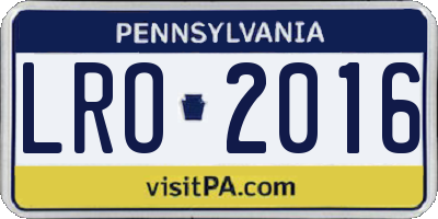 PA license plate LRO2016