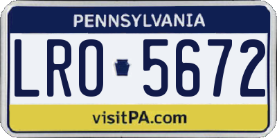 PA license plate LRO5672