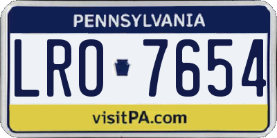 PA license plate LRO7654