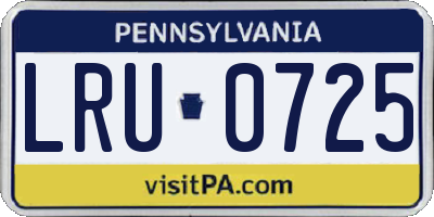 PA license plate LRU0725