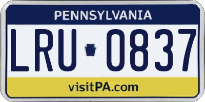 PA license plate LRU0837