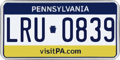 PA license plate LRU0839