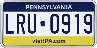 PA license plate LRU0919