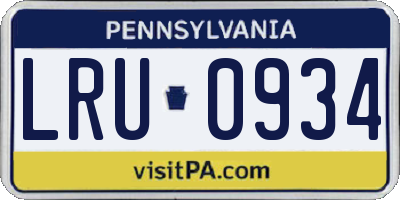 PA license plate LRU0934