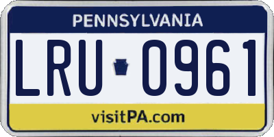 PA license plate LRU0961