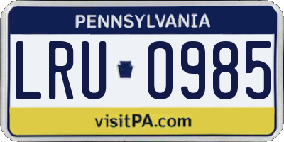 PA license plate LRU0985