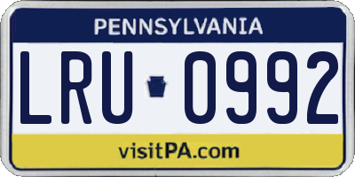 PA license plate LRU0992