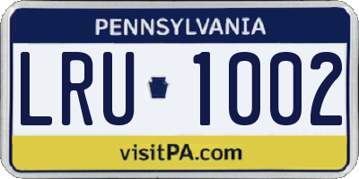 PA license plate LRU1002
