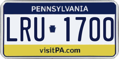 PA license plate LRU1700