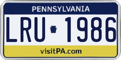 PA license plate LRU1986