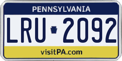PA license plate LRU2092