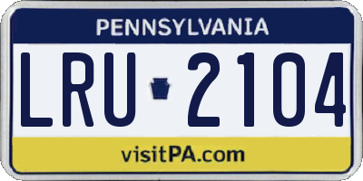PA license plate LRU2104
