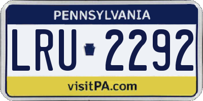 PA license plate LRU2292