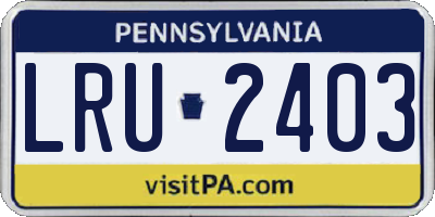 PA license plate LRU2403
