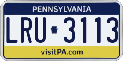 PA license plate LRU3113