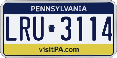 PA license plate LRU3114