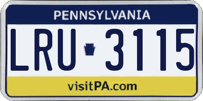 PA license plate LRU3115