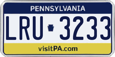 PA license plate LRU3233