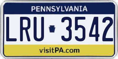 PA license plate LRU3542